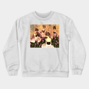 Four ballerinas taking a break among flowers zen, yoga, buddhism Crewneck Sweatshirt